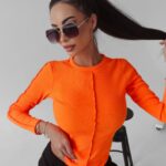 Body prążkowane Jasmine Ola Voga neonowy pomarańcz