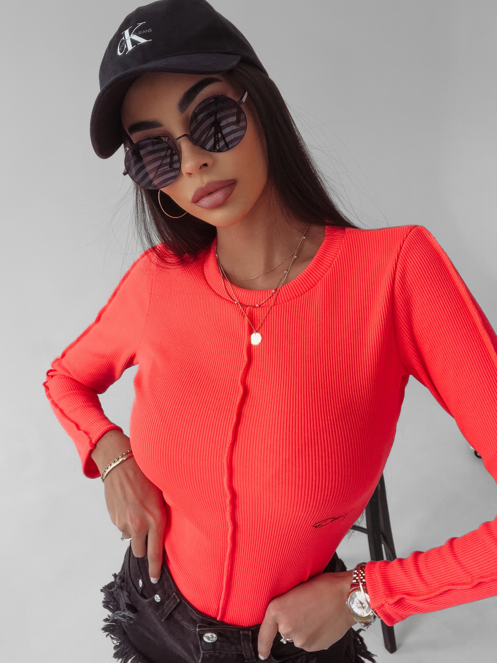 Body prążkowane Jasmine Ola Voga neonowy róż Body prążkowane Jasmine Ola Voga neonowy róż