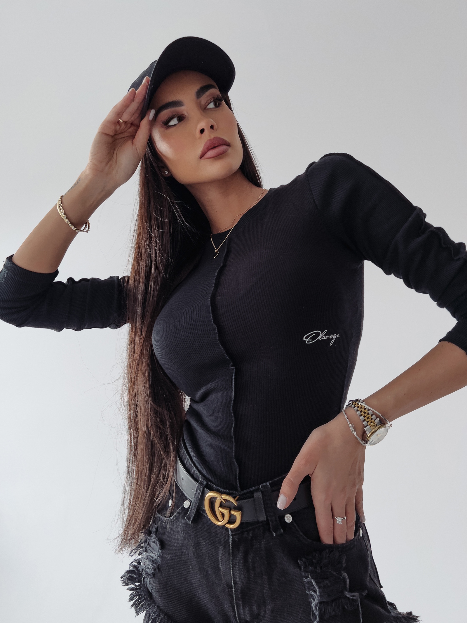 Body prążkowane Jasmine Ola Voga czarne Body prążkowane Jasmine Ola Voga czarne