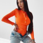 Body bawełniane Stacy Ola Voga neonowy pomarańcz