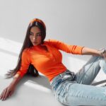 Body bawełniane Stacy Ola Voga neonowy pomarańcz