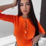 Body bawełniane Stacy Ola Voga neonowy pomarańcz