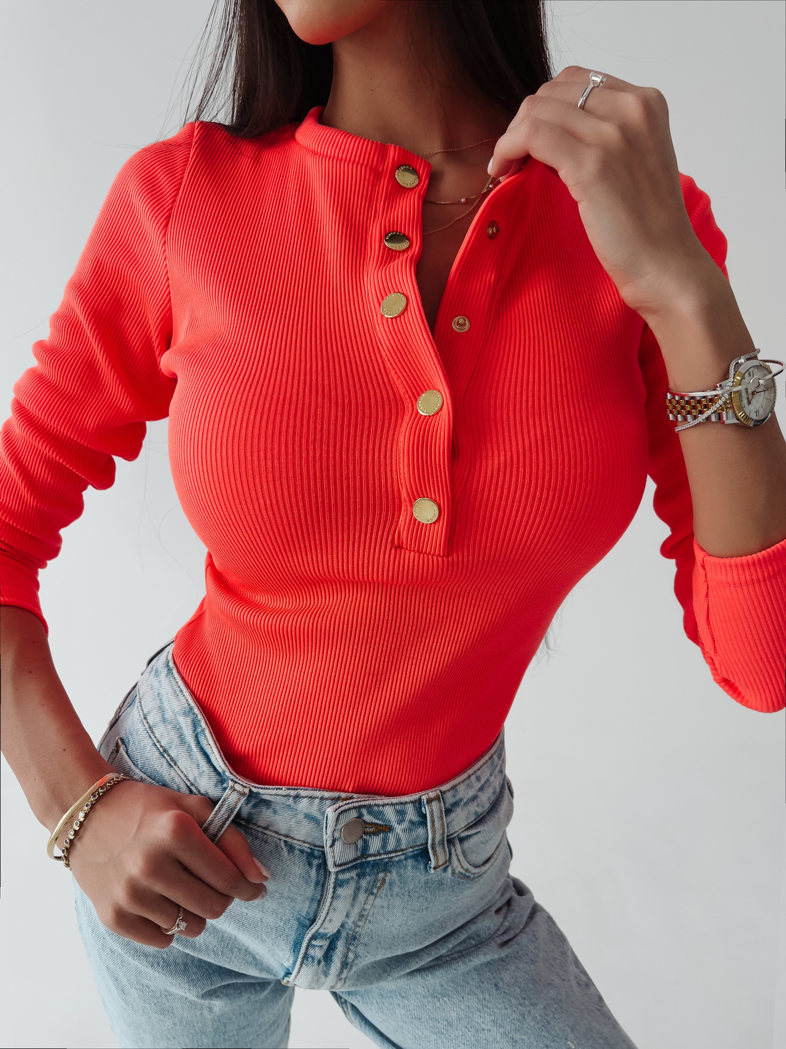 Body bawełniane Stacy Ola Voga neonowy róż