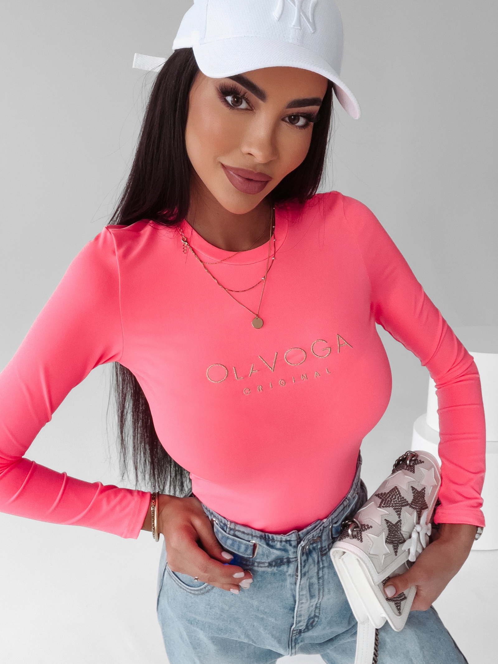 Body dopasowane Clarisse Ola Voga neonowy róż