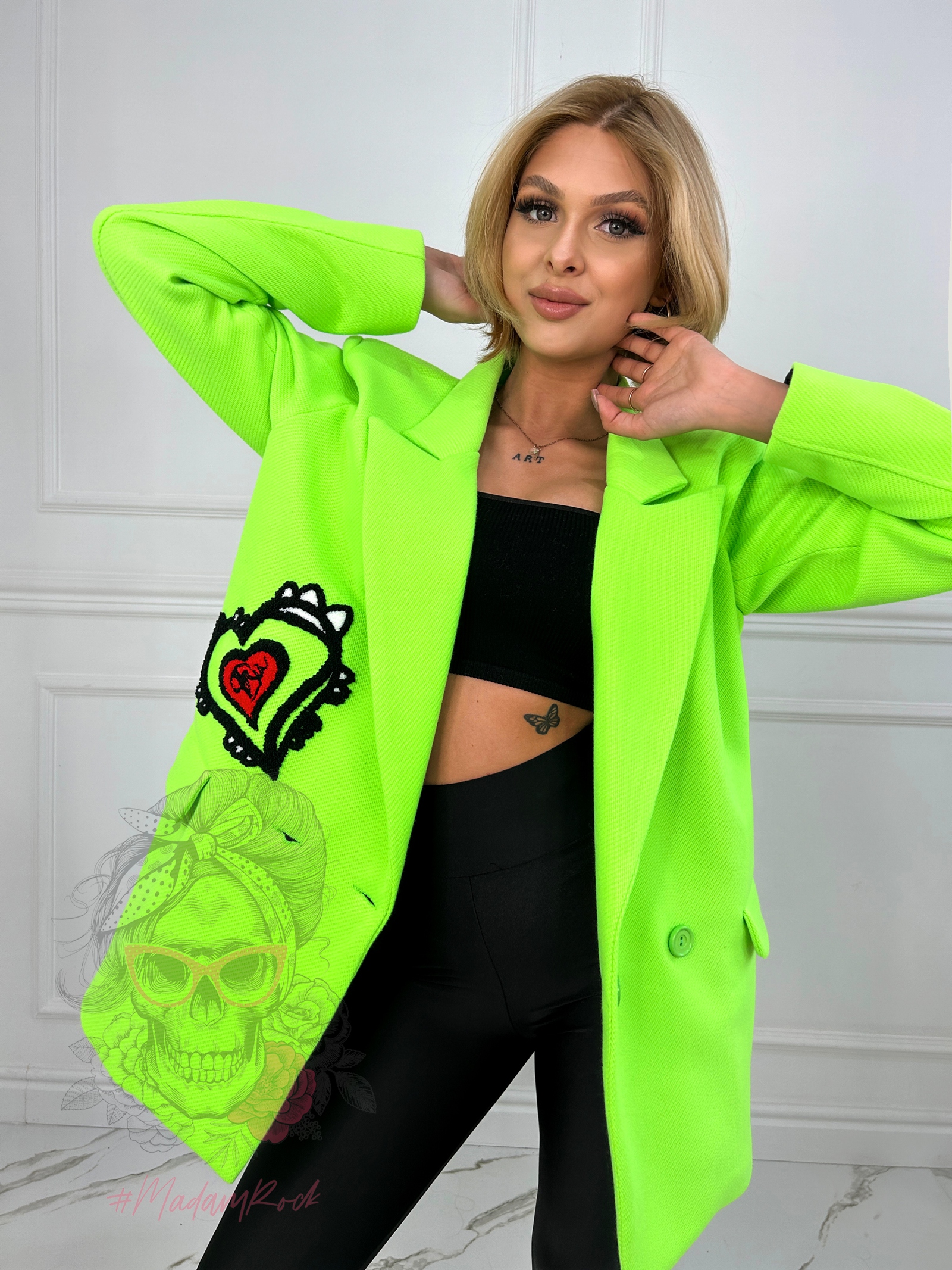 Marynarka/ żakiet Give Me Heart neonowa zielona