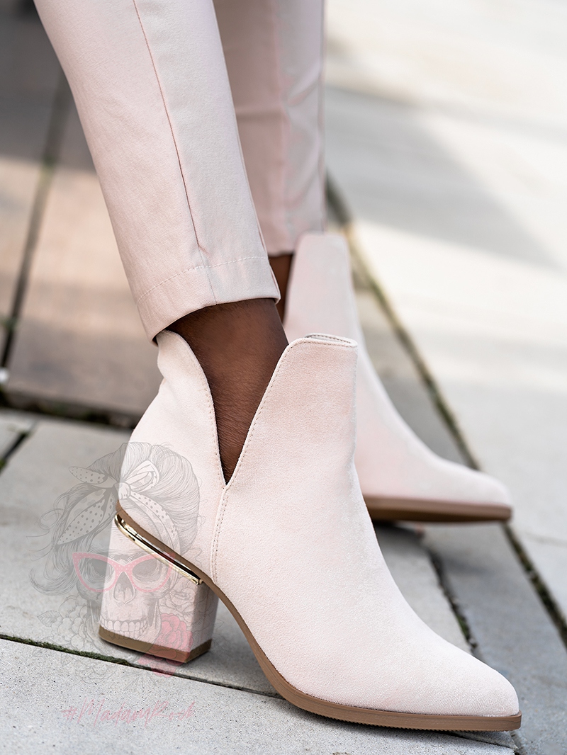 Botki z wycięciem Madam Eluo Light beżowe