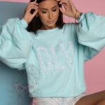 Bluza oversize Flower OLA VOGA niebieska