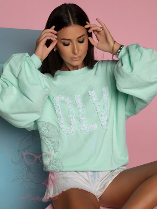 Bluza oversize Flower OLA VOGA miętowa