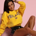 Bluza oversize z nadrukiem Ola Voga Philadel żółta