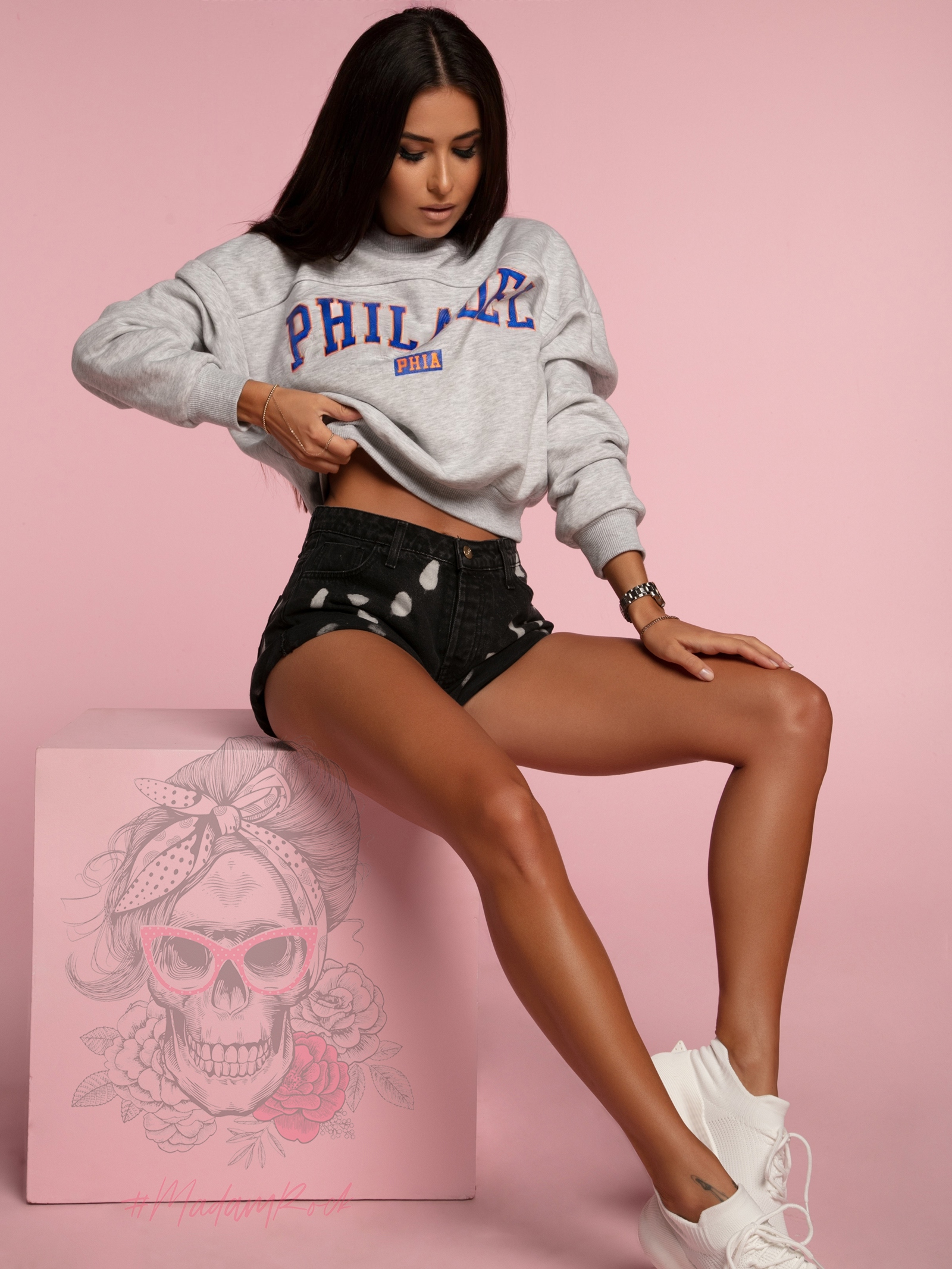 Bluza oversize z nadrukiem Ola Voga Philadel szara Bluza oversize z nadrukiem Ola Voga Philadel szara