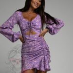 Sukienka z wycięciem Pastel Flowers Ola Voga lila