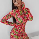 Sukienka marszczona w kwiaty Ola Voga Floral Fantasy żółta