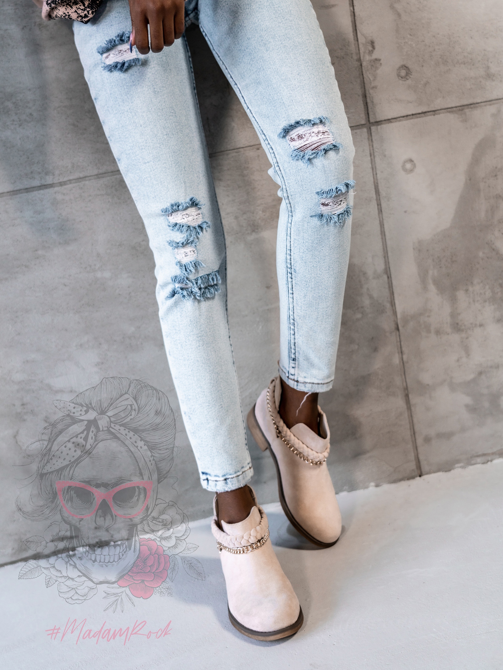 Botki krótkie Madam Oest beżowe