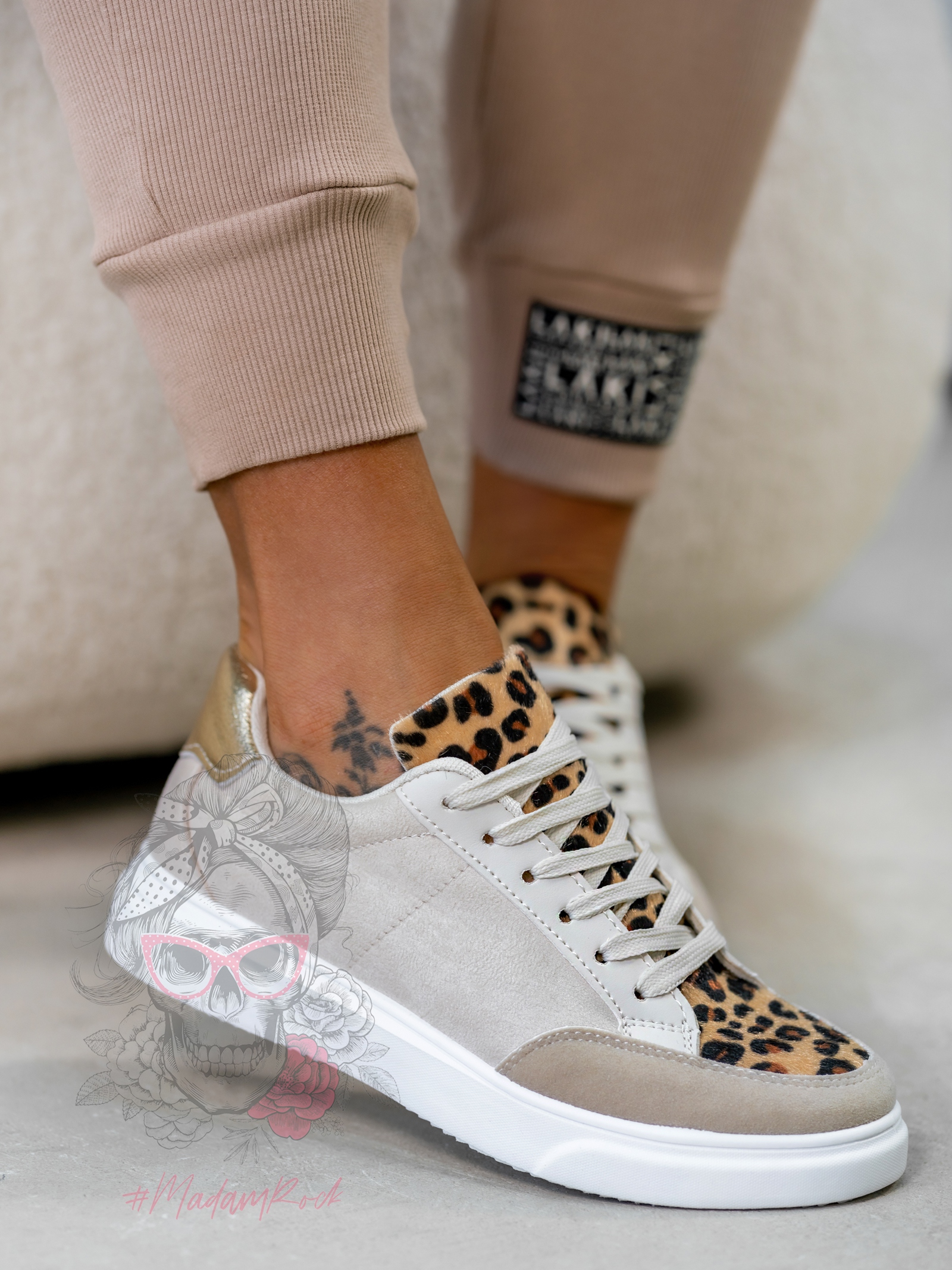 Trampki damskie Madam Aparts beżowe/ panterka