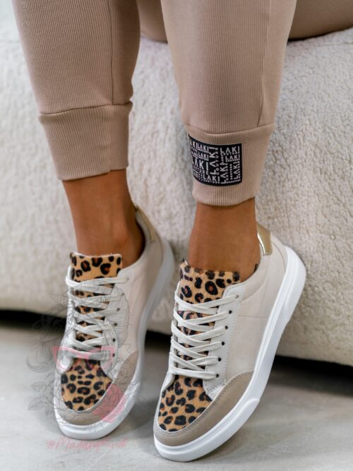 Trampki damskie Madam Aparts beżowe/ panterka