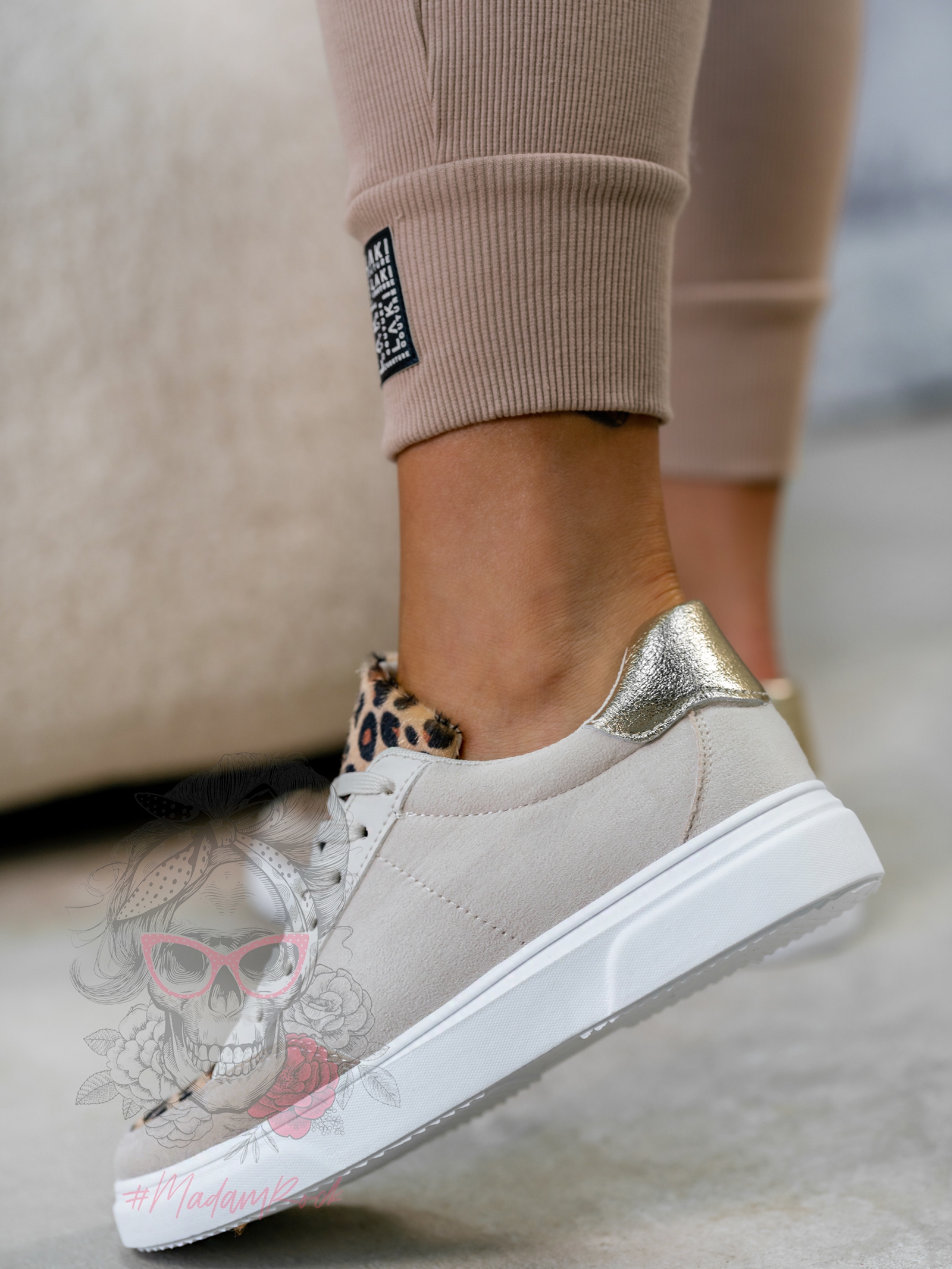 Trampki damskie Madam Aparts beżowe/ panterka