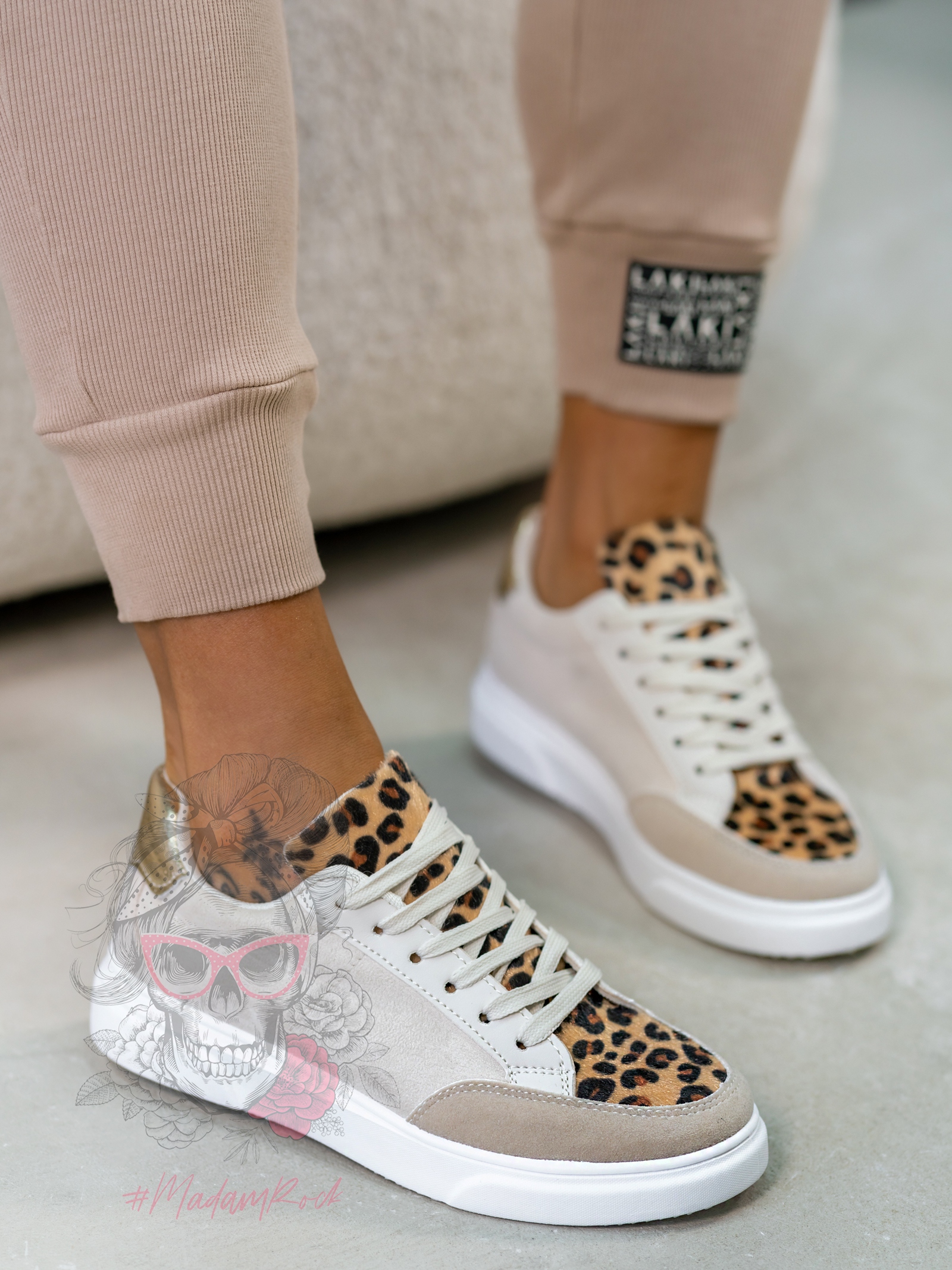 Trampki damskie Madam Aparts beżowe/ panterka