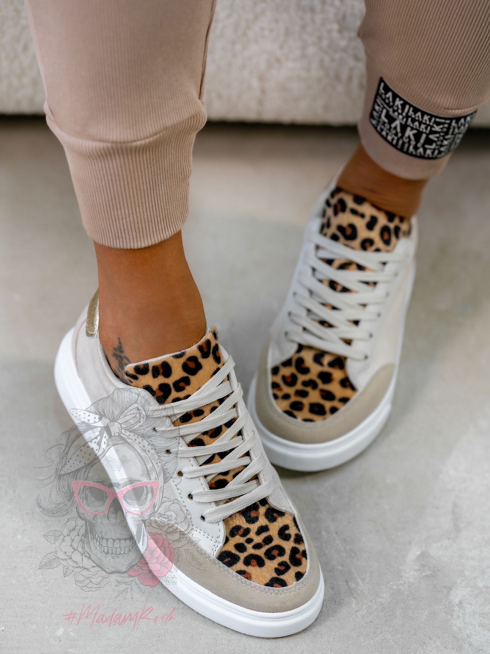 Trampki damskie Madam Aparts beżowe/ panterka