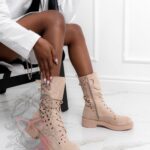 Workery ażurowe Madam Potto beżowe zamszowe