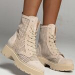 Workery skórzane Madam Krafti beżowe