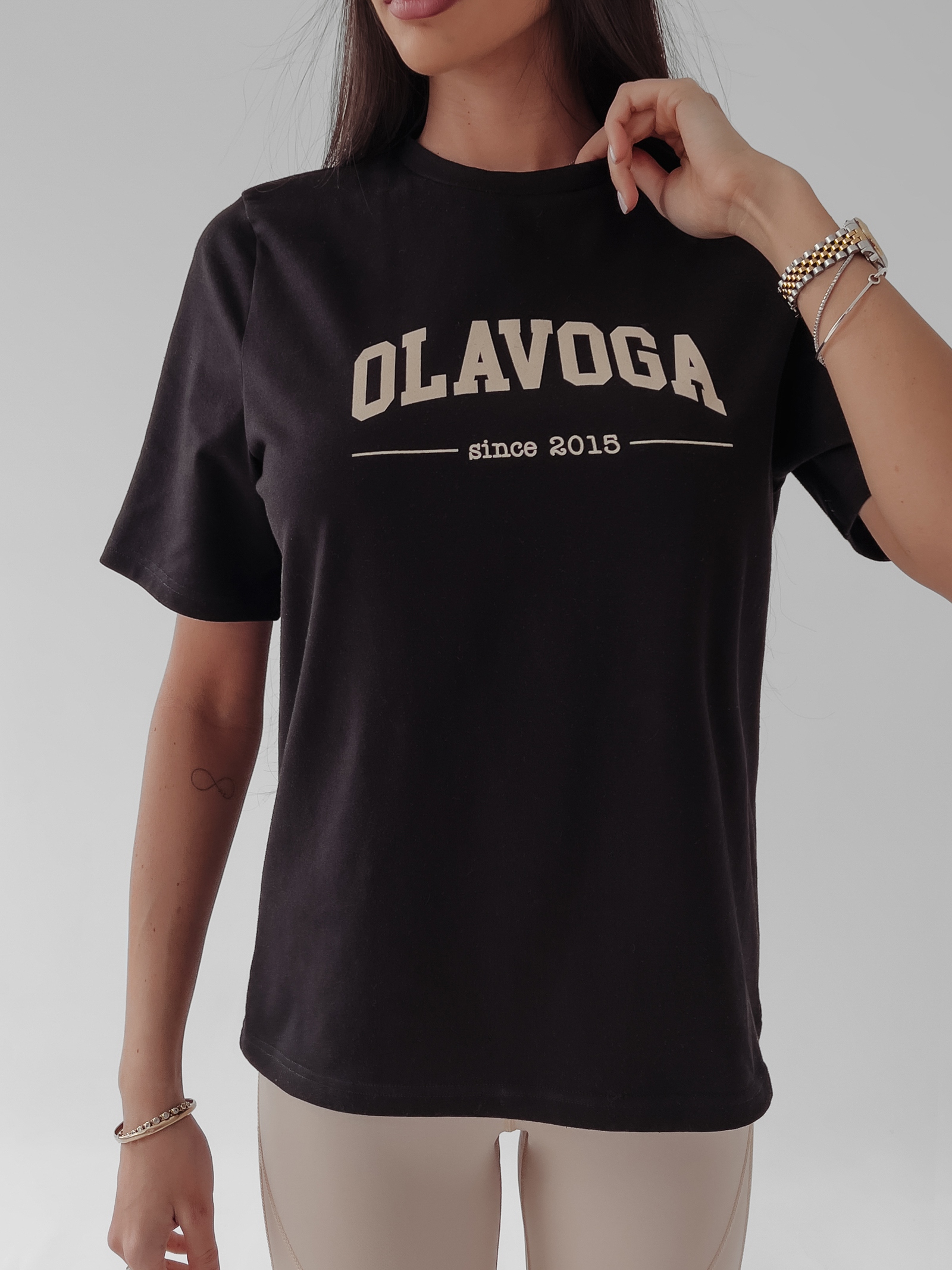 T-shirt bawełniany Terry Ola Voga czarny