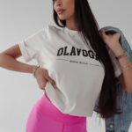 T-shirt bawełniany Terry Ola Voga ecru