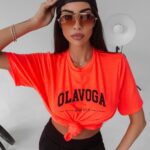 T-shirt bawełniany Terry Ola Voga koralowy