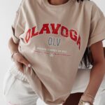 T-shirt oversize Negra Ola Voga beżowy