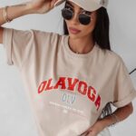 T-shirt oversize Negra Ola Voga beżowy