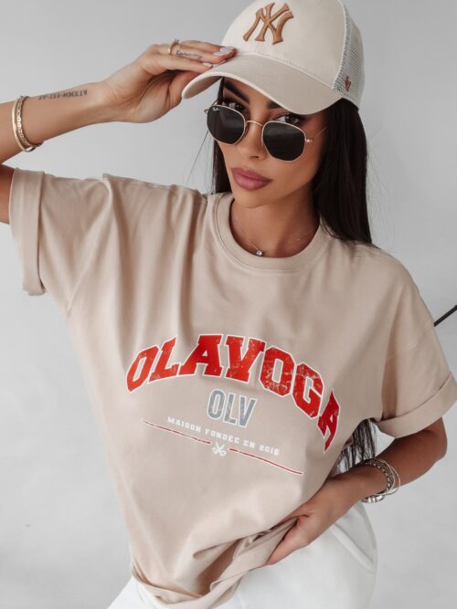 T-shirt oversize Negra Ola Voga beżowy