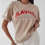 T-shirt oversize Negra Ola Voga beżowy