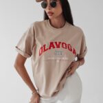 T-shirt oversize Negra Ola Voga beżowy