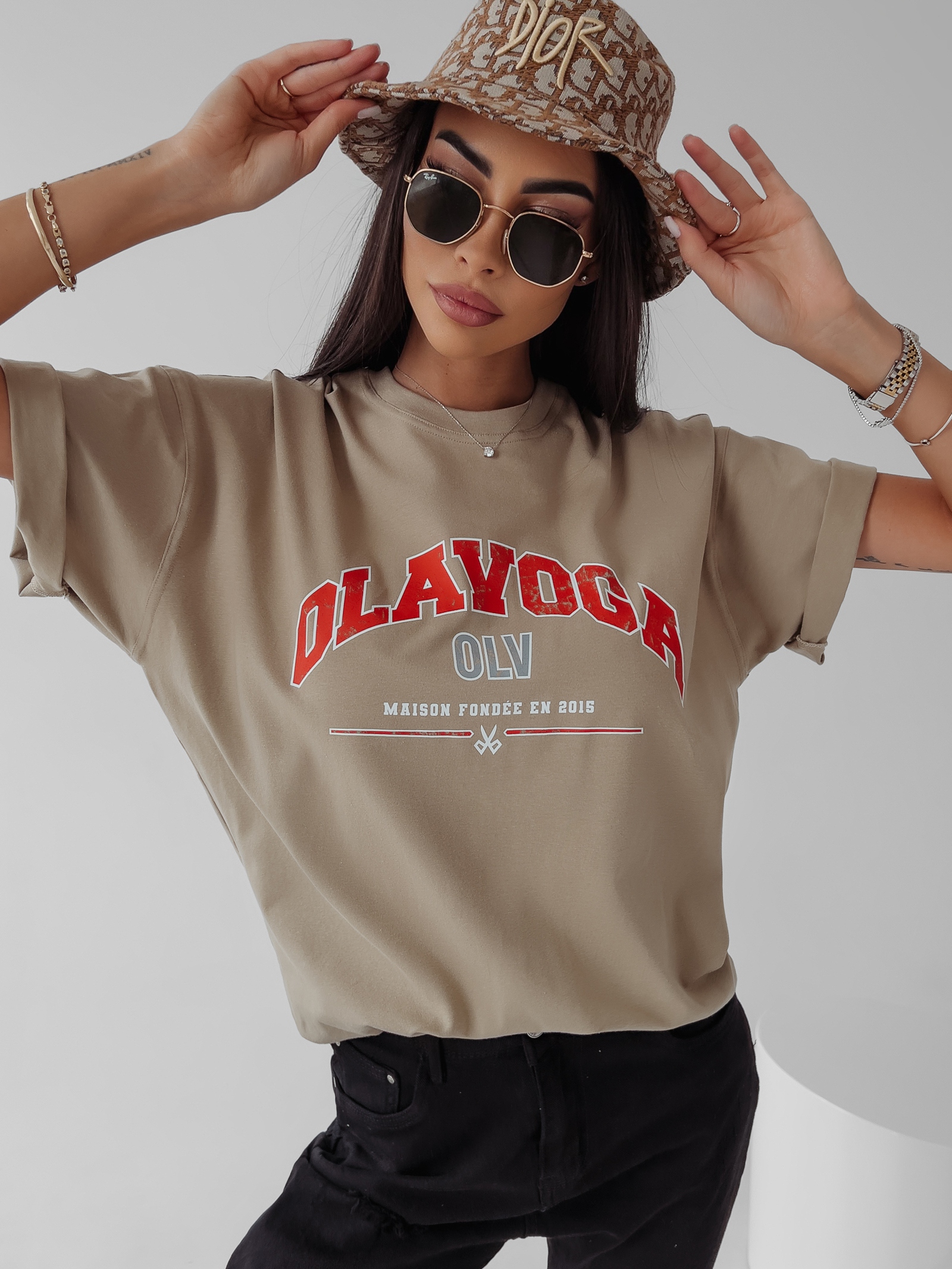T-shirt oversize Negra Ola Voga khaki