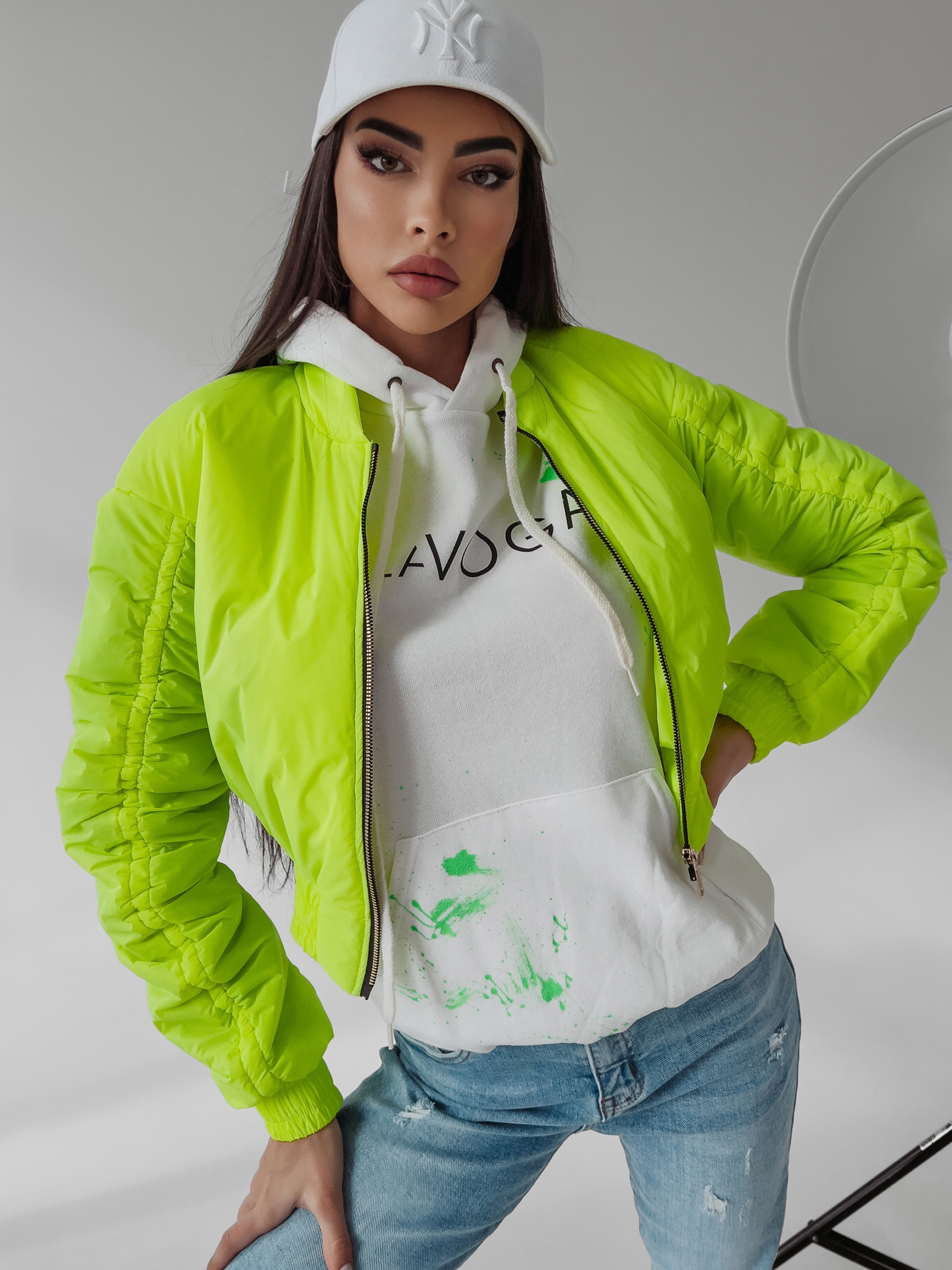 Kurtka krótka Emily Ola Voga limonkowa