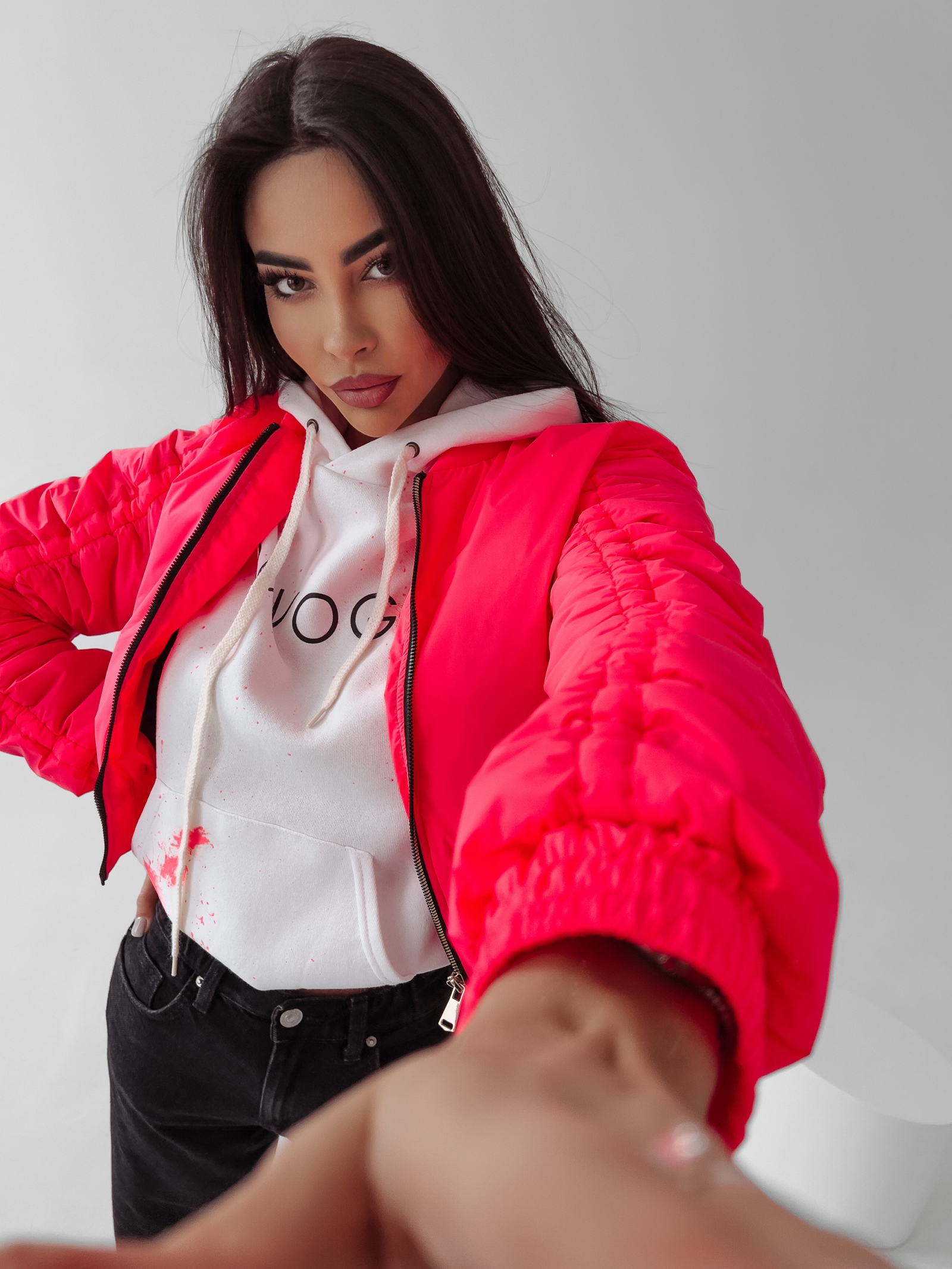 Kurtka krótka Emily Ola Voga różowa