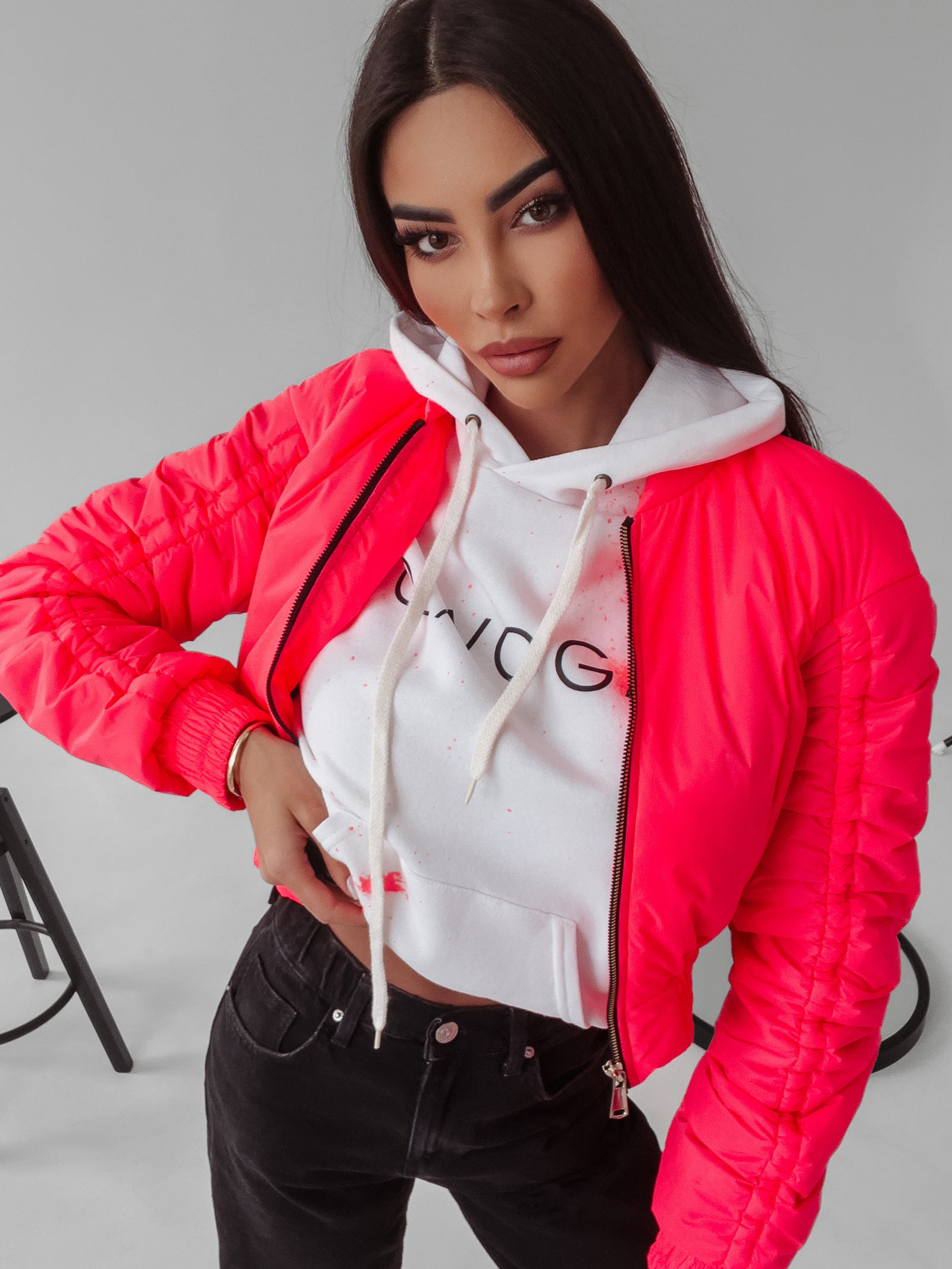 Kurtka krótka Emily Ola Voga różowa Kurtka krótka Emily Ola Voga różowa