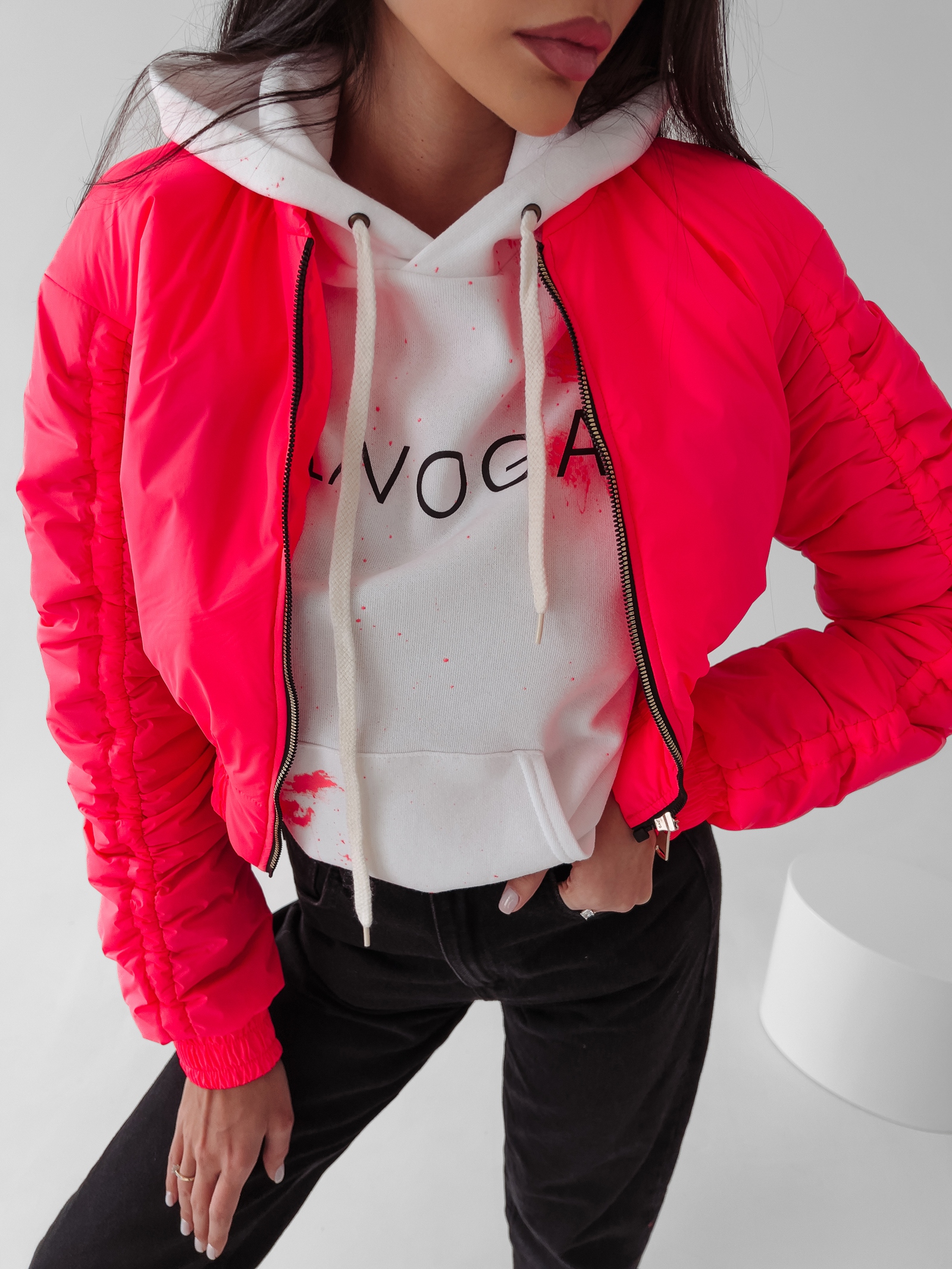 Kurtka krótka Emily Ola Voga różowa Kurtka krótka Emily Ola Voga różowa