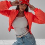 Kurtka krótka Emily Ola Voga pomarańczowa