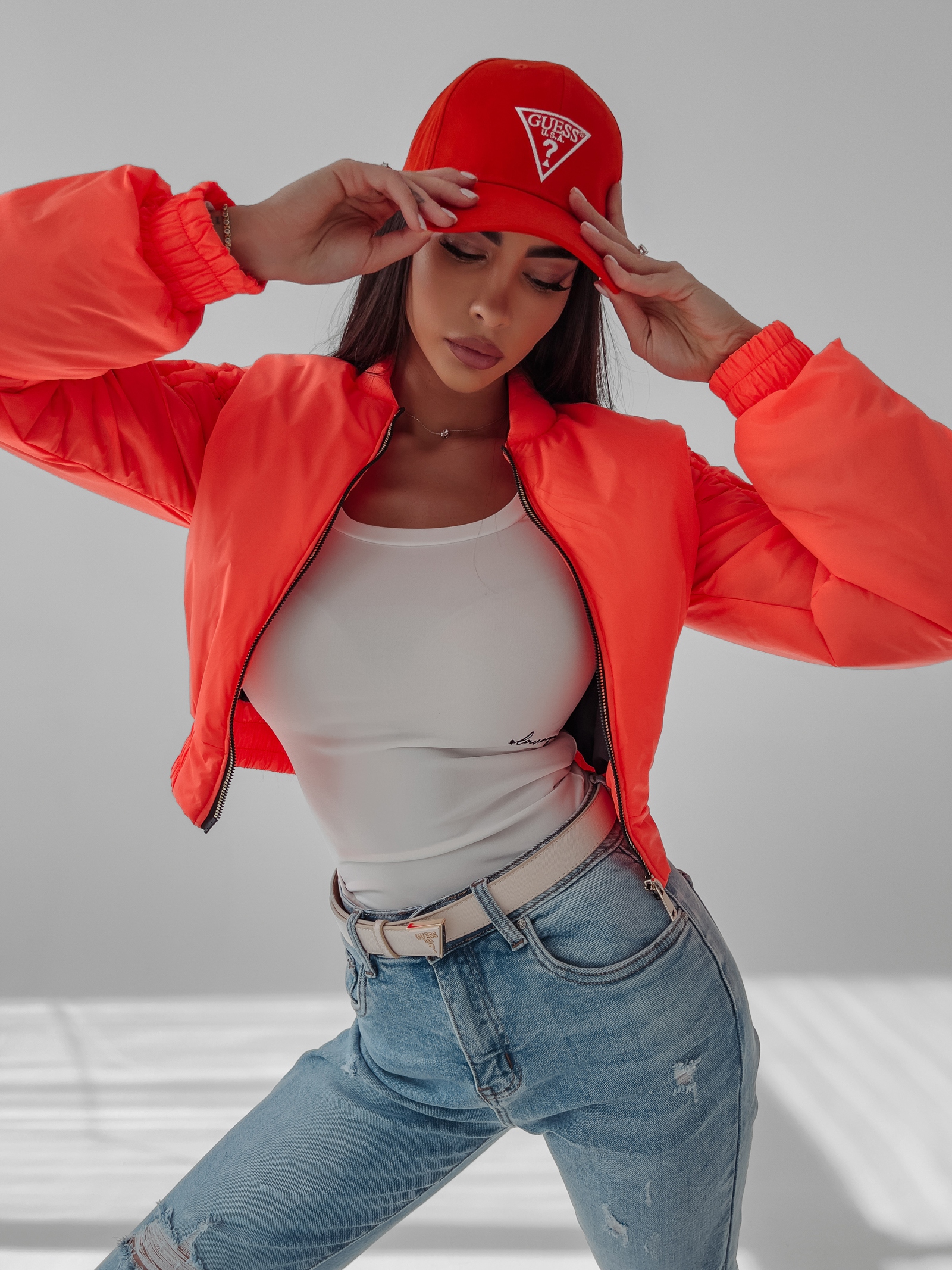 Kurtka krótka Emily Ola Voga pomarańczowa