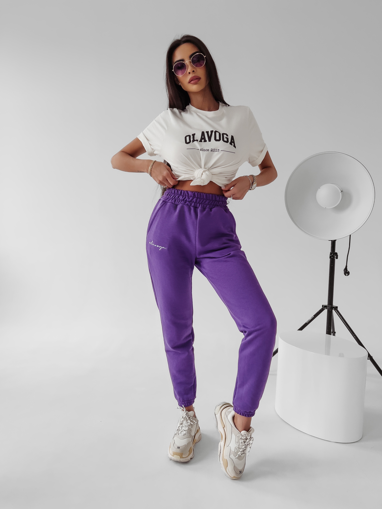 Spodnie dresowe bawełniane Seram Ola Voga fioletowe