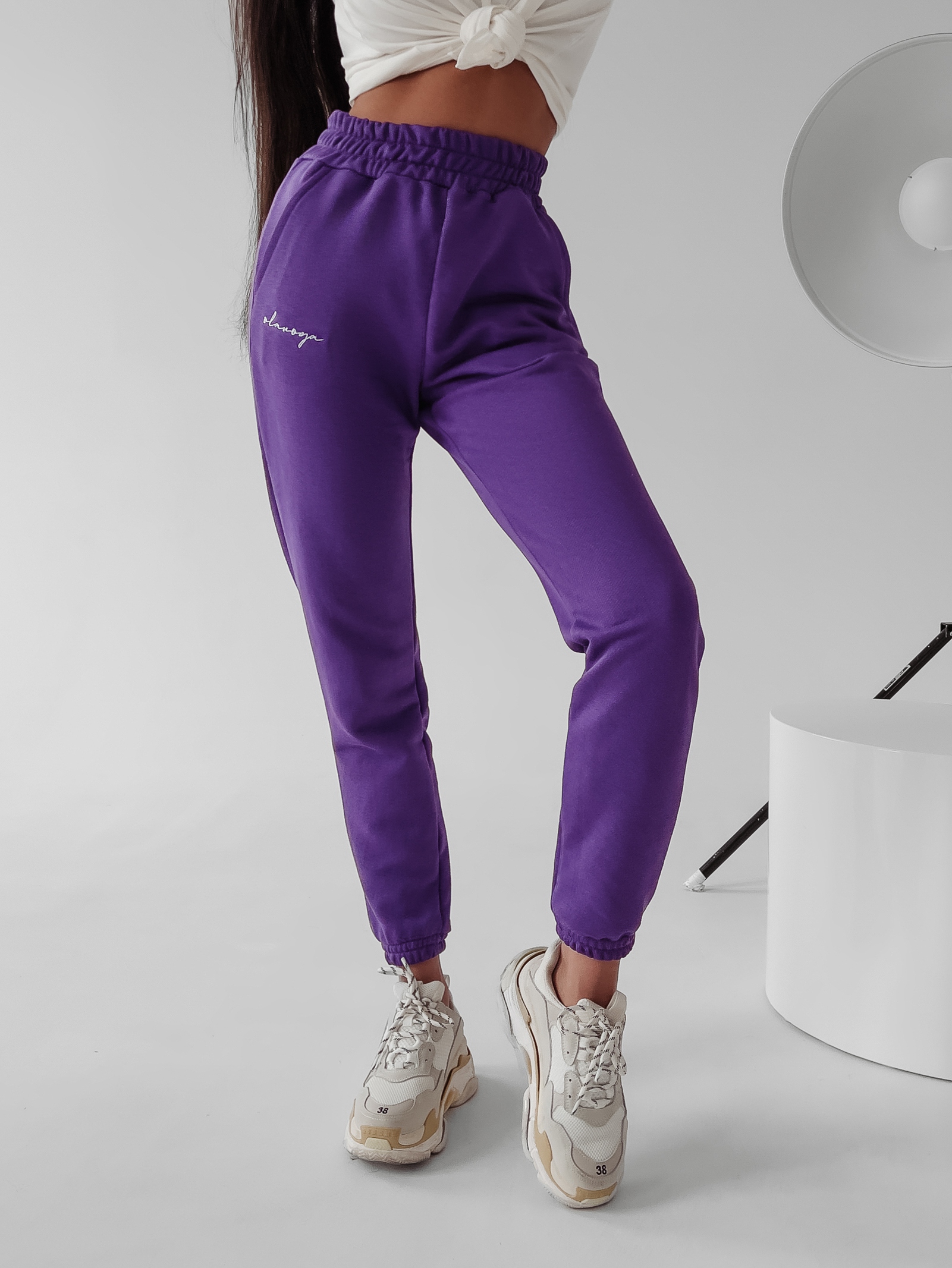 Spodnie dresowe bawełniane Seram Ola Voga fioletowe
