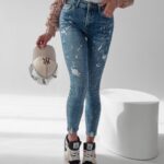 Spodnie jeansowe skinny fit Blue Ola Voga niebieskie