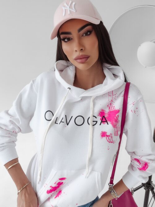 Bluza kangurka Magma Ola Voga ecru-neonowy róż