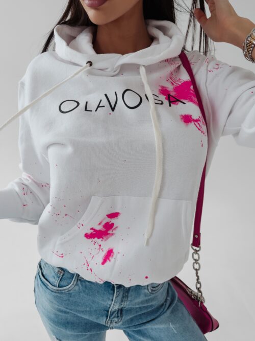 Bluza kangurka Magma Ola Voga ecru-neonowy róż