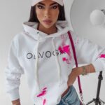 Bluza kangurka Magma Ola Voga ecru-neonowy róż