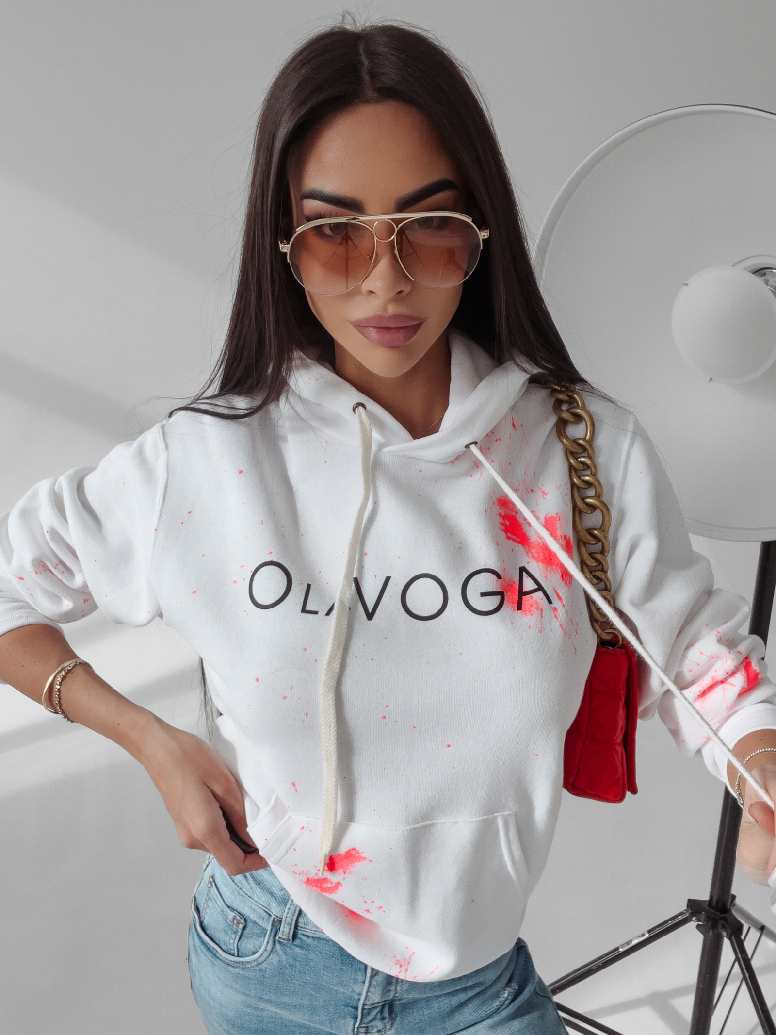 Bluza kangurka Magma Ola Voga ecru-koralowa Bluza kangurka Magma Ola Voga ecru-koralowa