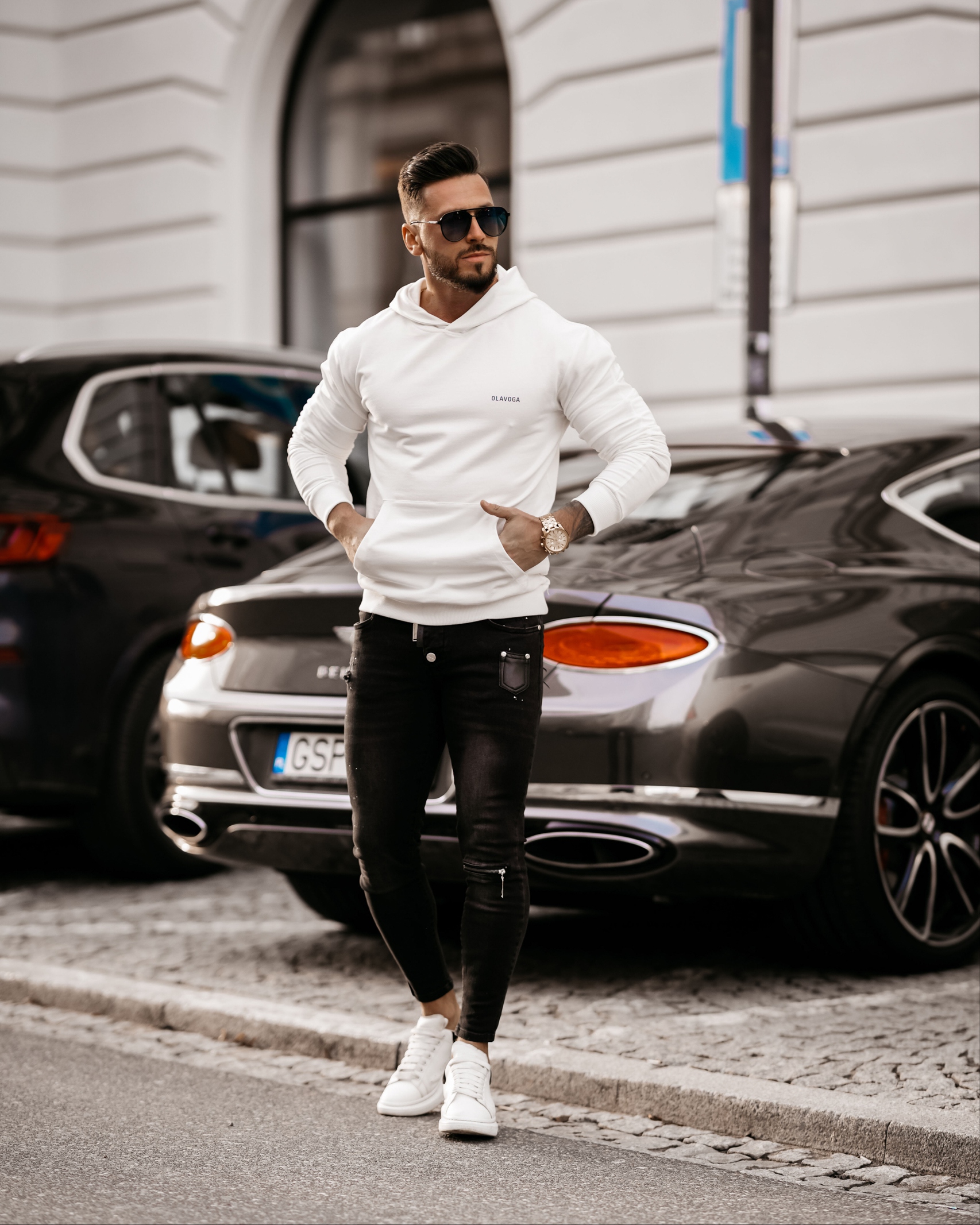 Bluza męska z kapturem Clark Ola Voga ecru