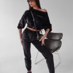 Komplet welurowy Timor Ola Voga czarny