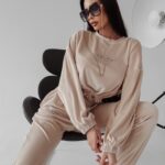 Komplet welurowy Timor Ola Voga beżowy