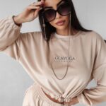 Komplet welurowy Timor Ola Voga beżowy